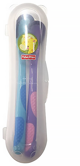 fisher-price 費雪 感溫湯匙*2+收納盒, 紫色+藍色, 2組