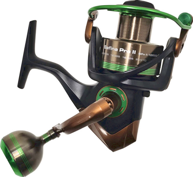 okuma 寶熊釣具 Safina Pro II 速飛 二代 紡車式 捲線器 漁輪 路亞 釣魚 Spinning Reel, SPAII 10000型, Green