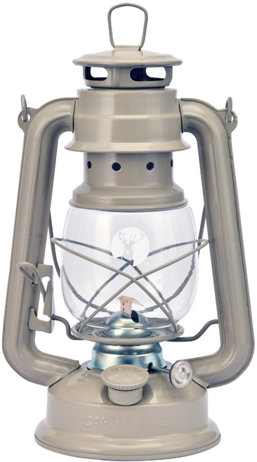 CAPTAIN STAG 鹿牌 經典復古款煤油燈 滿油狀態最長使用14小時 燃燒時間約10小時 儲油量200ml 耐熱玻璃燈罩, 卡其色, 1個