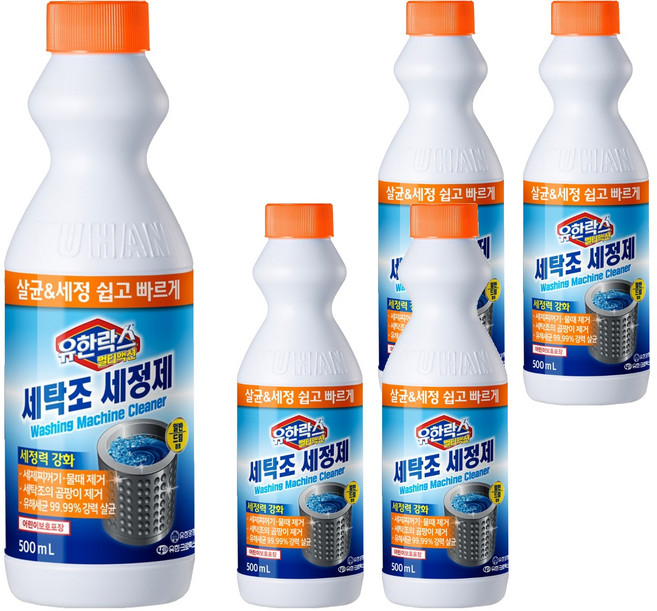유한락스 멀티액션 세탁조 세정제, 500ml, 5개