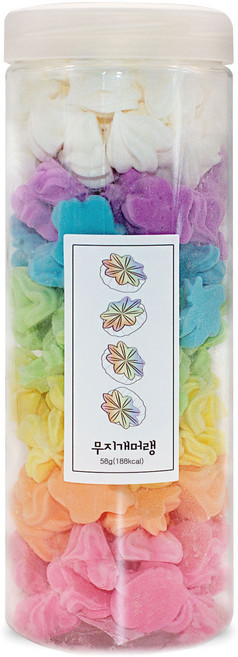 설롱디저트 솜사탕 눈꽃머랭쿠키 무지개, 58g, 1개