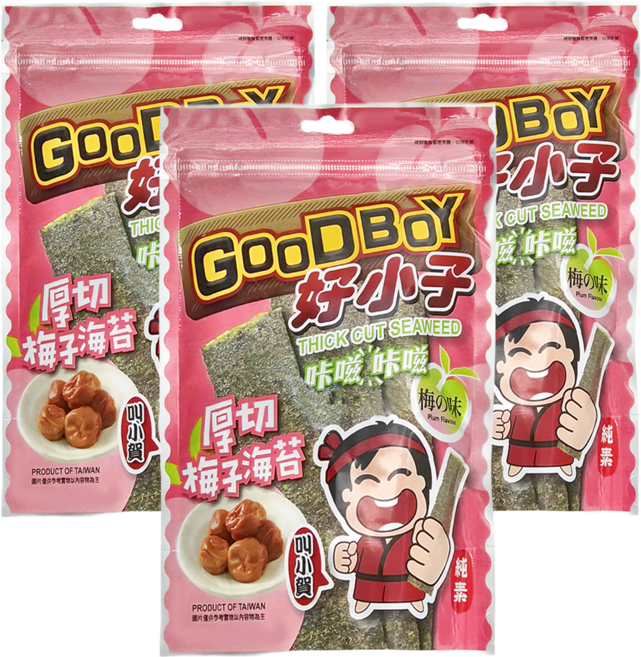 好小子 厚切海苔 梅子風味, 28g, 3包