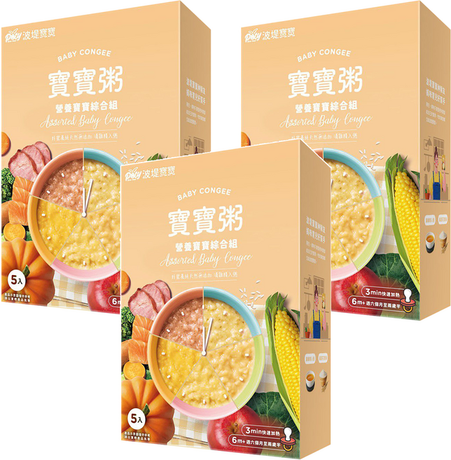 波堤寶寶 寶寶粥 綜合 6個月以上 5包, 750g, 3盒