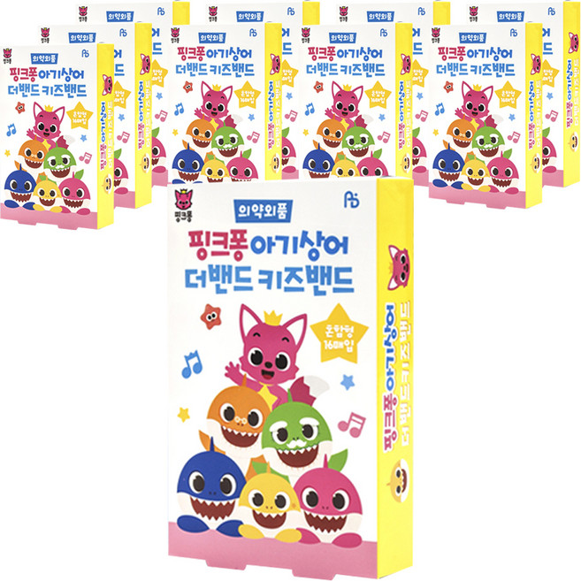 아텍스 핑크퐁 아기상어 더밴드 캐릭터 키즈밴드 혼합형, 16매입, 10개