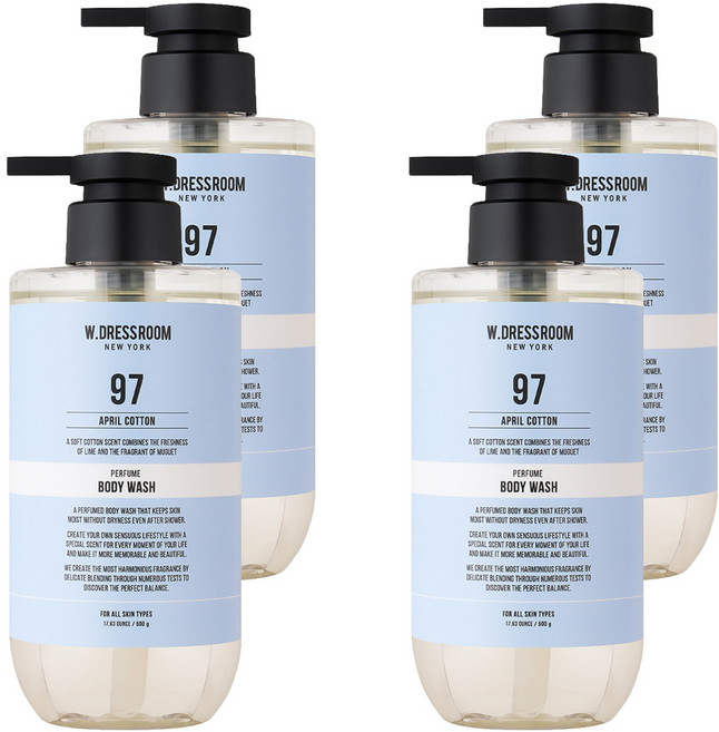 W.DRESSROOM 多麗絲 保濕香氛沐浴乳 No.97 April Cotton, 500ml, 4瓶