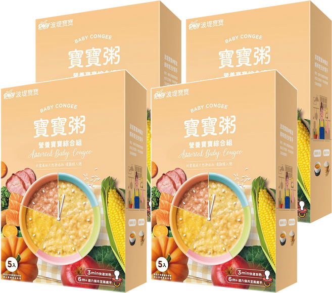 波堤寶寶 寶寶粥 綜合 6個月以上 5包, 750g, 4盒