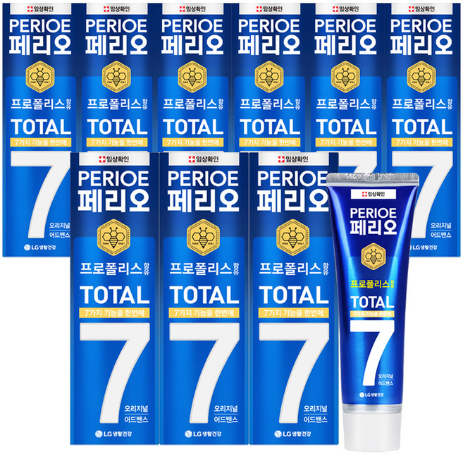 페리오 토탈7프로 오리지널 어드밴스 치약, 120g, 9개