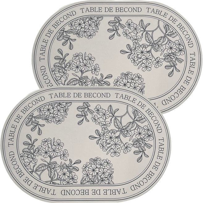 비컨드 북유럽 1인용 테이블 매트, 아이보리수국, 43 x 29.5 cm, 2개