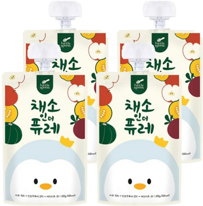 리틀스푼 채소인더퓨레, 혼합맛(사과/단호박/비트), 4개, 100g