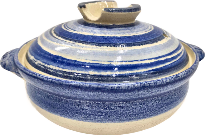 SAJI 佐治陶器 8號深型砂鍋 吳須刷毛目 容量約2300ml, 28cm, 1個