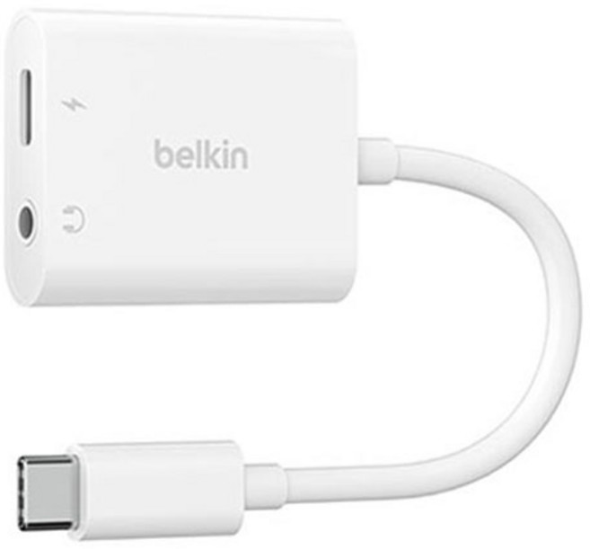 벨킨 락스타 3.5mm 오디오 USB C 충전 어댑터 NPA004btWH, 화이트, 1개