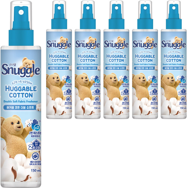 스너글 허거블 코튼 더블 소프트 섬유탈취제 본품, 150ml, 6개