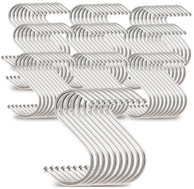 마켓플랜 스텐 S형 다용도 후크걸이 중형, 실버, 100개