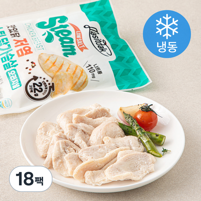 맛있닭 저염 스팀 오리지널 닭가슴살 (냉동), 100g, 1개입, 18개