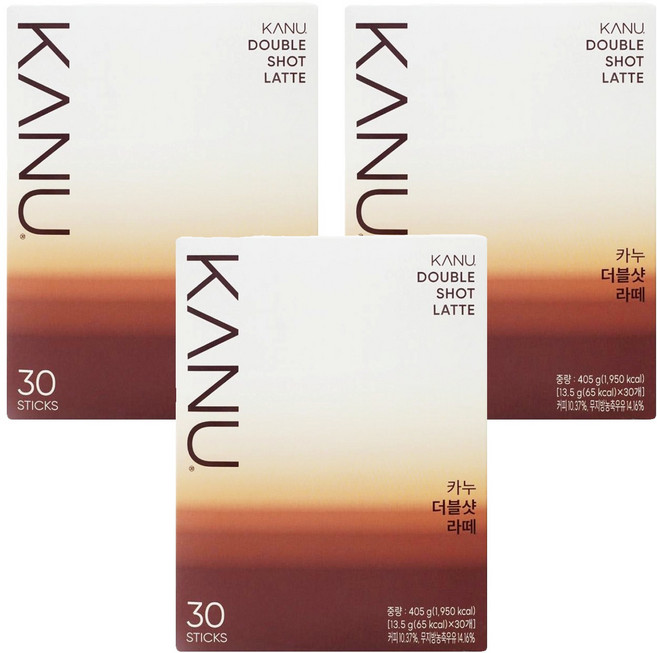 KANU 漸層奶香雙拿鐵咖啡, 13.5g, 30條, 3盒
