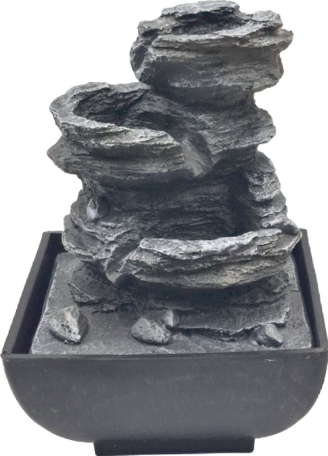 風水擺件 樹脂材質 有水景, 風生水起 灰色