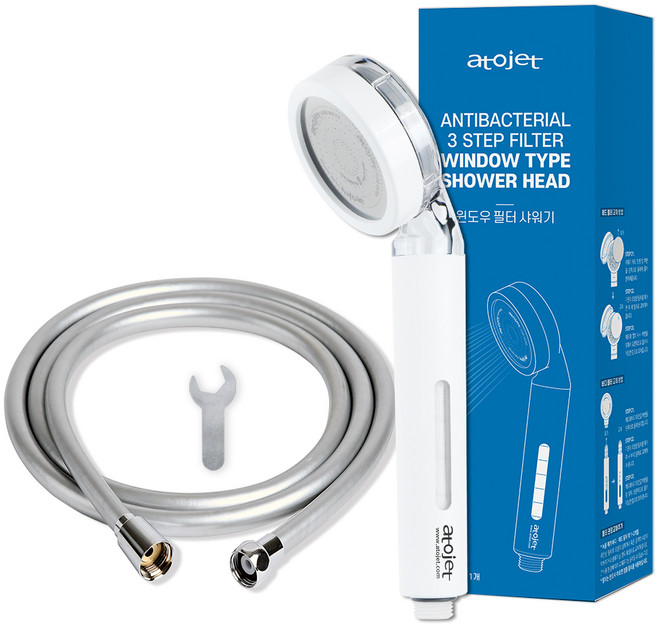 아토젯 윈도우 필터 샤워기 + 에코 호스 2m 세트, 1개, 혼합색상