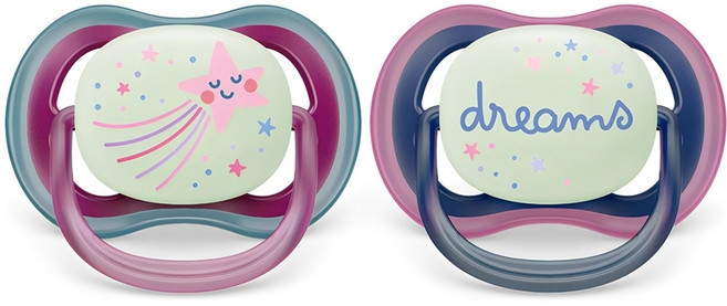 필립스아벤트 울트라 에어 야광 노리개 젖꼭지 2종 세트, 6~18개월, 별 + 드림, 1세트