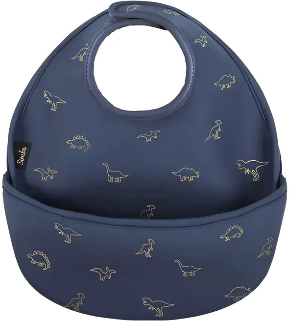 Simba 小獅王辛巴 好吃防水圍兜, 恐龍樂園藍, 1件, 1件