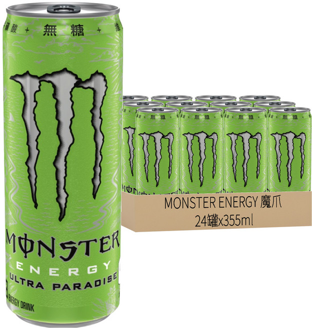 MONSTER ENERGY 魔爪 超越仙境碳酸能量飲料, 355ml, 24罐