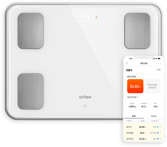앳플리 와이더9 스마트 더블 스마트인 체중계, M89105, 화이트