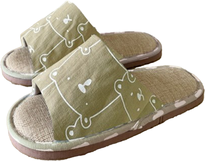 TAIWAN SLIPPER 台灣犀利趴 輕活系列 家居室內拖鞋 棉麻蓆拖 呆呆熊, 綠色, 1雙