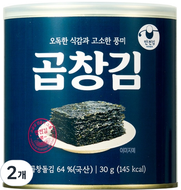 MANJUN 罐裝牛腸海苔, 30g, 2個