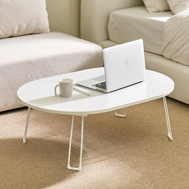 아이캔컴퍼니 E0 LPM 올리브 접이식 테이블, 화이트