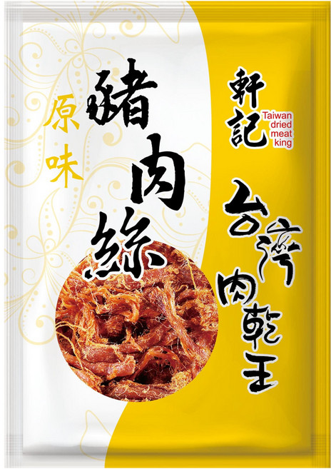 Taiwan dried meat king 軒記 台灣肉乾王 原味豬肉絲, 160g, 1包