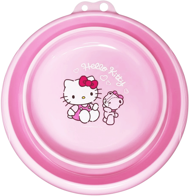 U-House 樺新 Hello Kitty 摺疊臉盆, 粉紅愛心好朋友, 1個