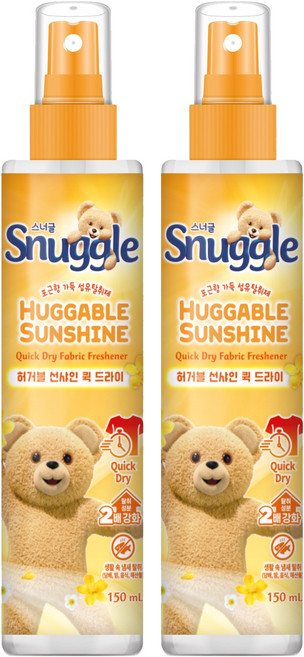 스너글 허거블 선샤인 퀵 드라이 섬유탈취제 본품, 150ml, 2개