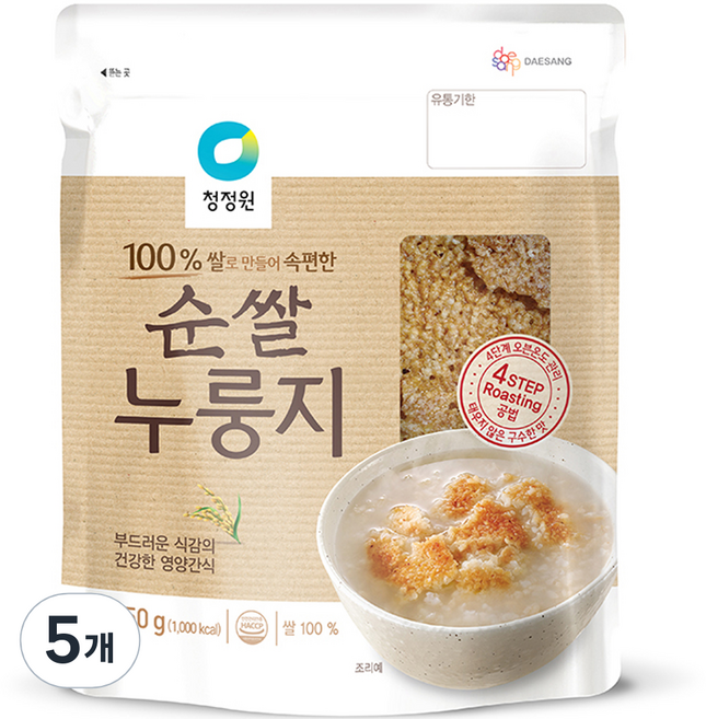청정원 순쌀 누룽지, 250g, 5개