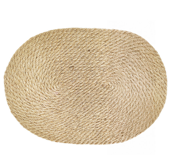 亞麻草編隔熱墊 40 x 30cm 單一顏色 廚房用品, 1個, 亞麻棕色