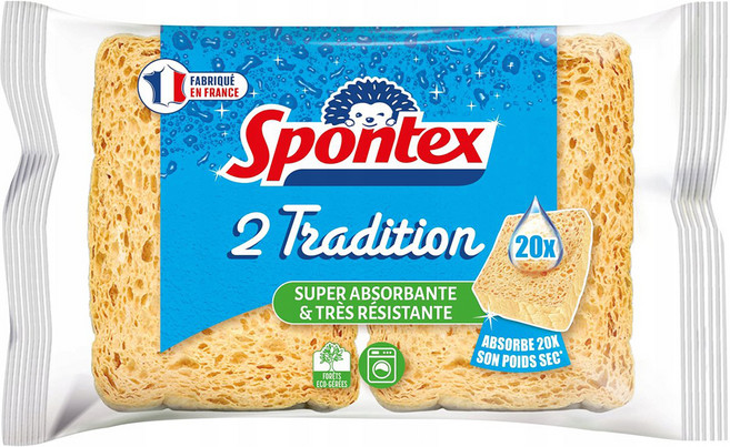 Spontex 乾纖維素海綿/傳統菜瓜布, 1包, 2個
