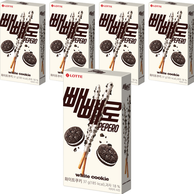 롯데웰푸드 화이트쿠키 빼빼로, 37g, 5개