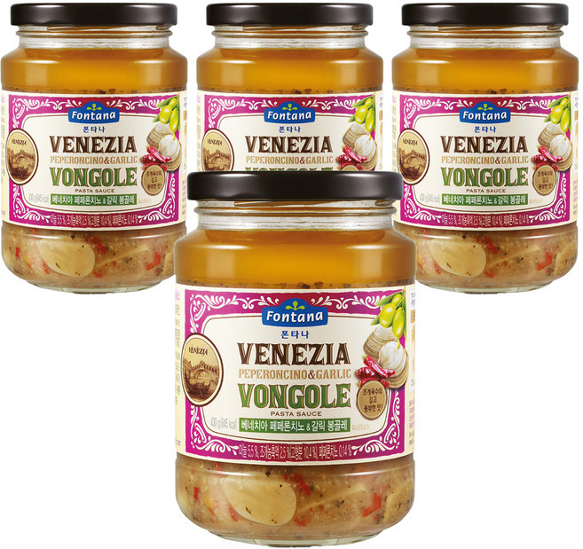 폰타나 베네치아 페페론치노&갈릭 봉골레 파스타소스, 430g, 4개