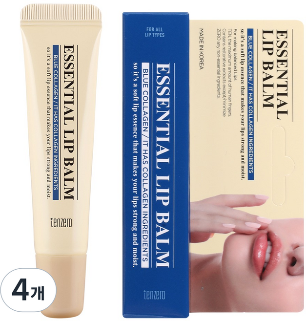 TENZERO SPORTS 精華護唇膏, 4個, 9g, 藍色膠原蛋白