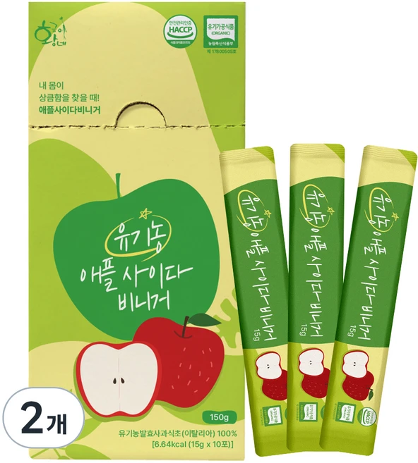 황금이네 유기농 애플 사이다 비니거 10p, 150g, 2개 - 쿠팡