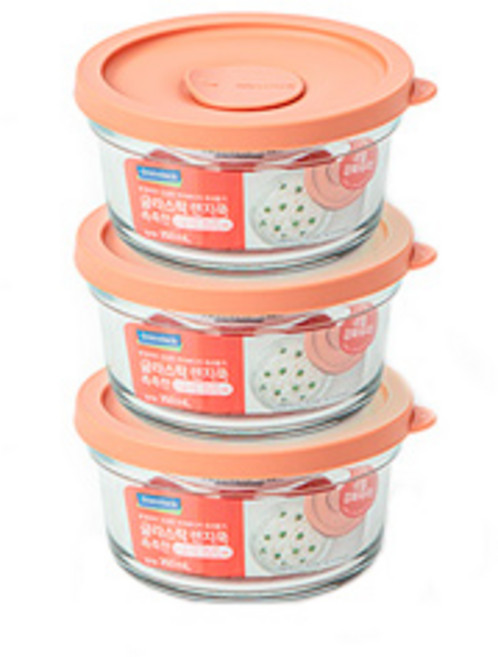 Glasslock 格拉氏洛克 圓形密封保鮮盒, 3個容器 + 3個蓋子, 1組