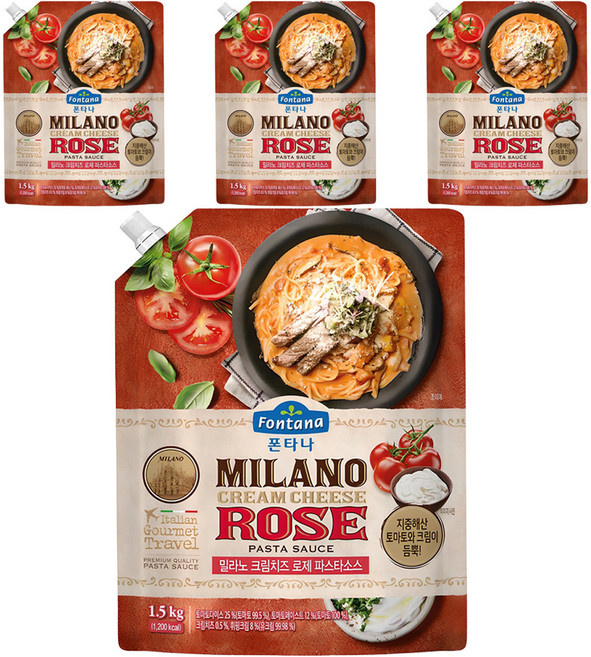 폰타나 밀라노 크림치즈 로제 파스타소스, 1.5kg, 4개
