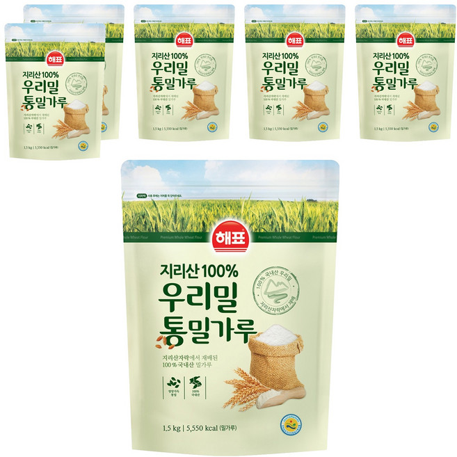 해표 우리밀 통밀가루, 1.5kg, 6개