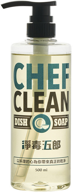 CHEF CLEAN 淨毒五郎 碗盤清潔劑壓頭罐, 500ml, 1瓶