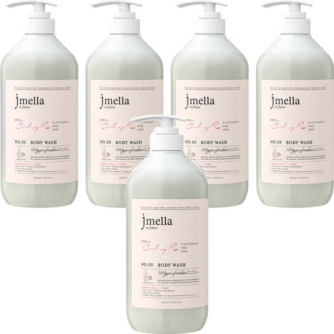 jmella 法式漫舞香水沐浴乳 No.05 Sparkling Rose, 1L, 5瓶