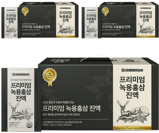참앤들황토농원 프리미엄 녹용홍삼진액 30p, 3개, 1.8L