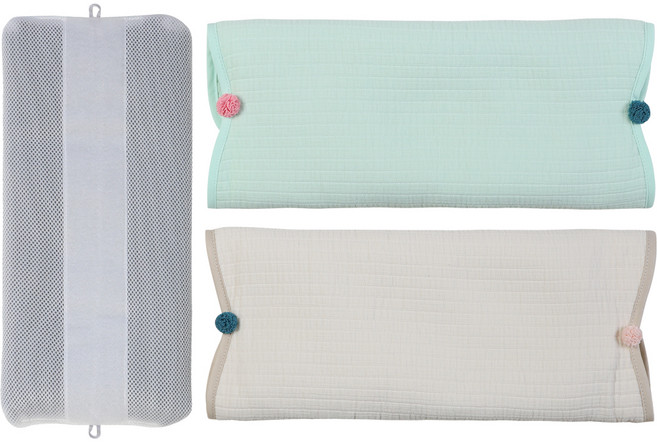 화모베이비 좁쌀베개 속통 + 커버 2p, 민트, 베이지(커버), 1개
