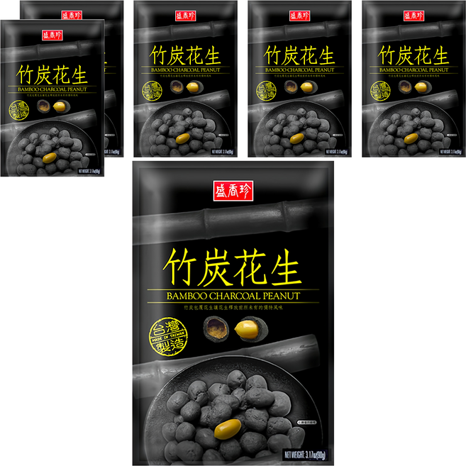 盛香珍 竹炭花生, 90g, 6包