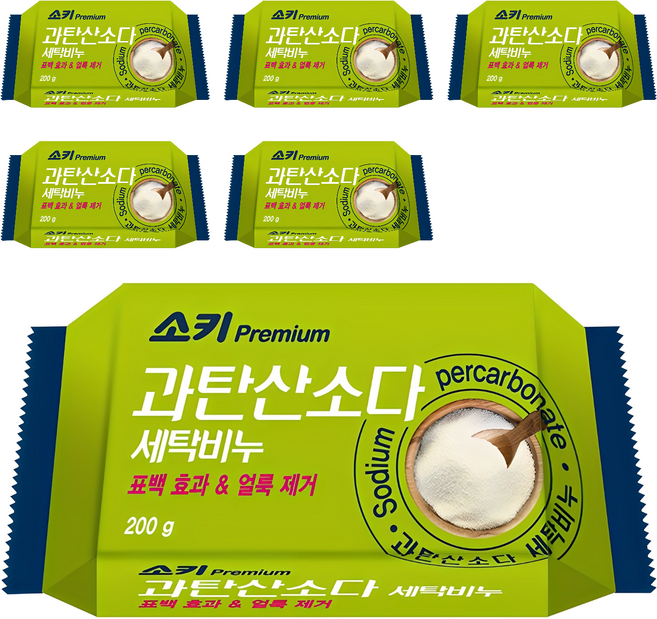 소키 프리미엄 과탄산소다 세탁비누, 200g, 6개