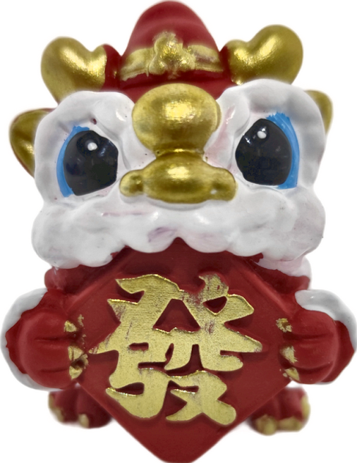舞龍舞獅小擺件, 大家都發財 紅色 + 白色 + 金色