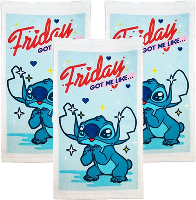 LIFE 來福牌 閃亮史迪奇洗臉巾, 3條, 白色 + 藍色