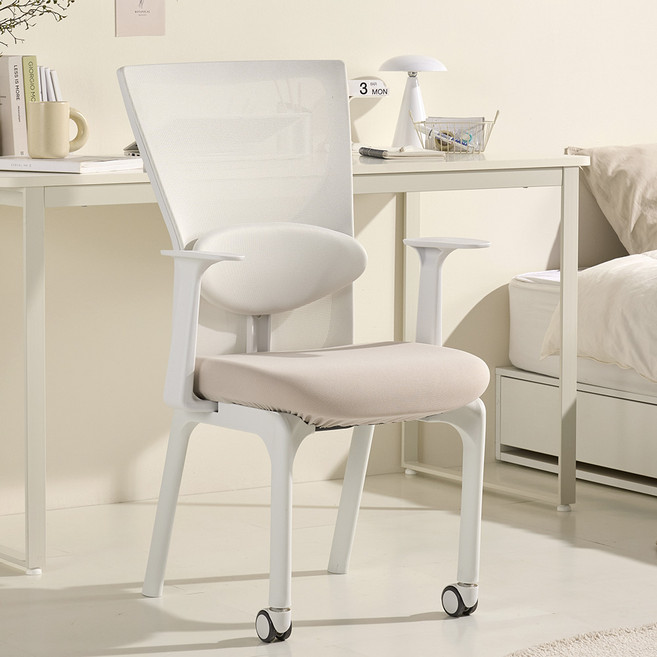 체어스코 허리 편한 학생 책상 공부의자 엘리트 허리받침세트, 헷살베이지